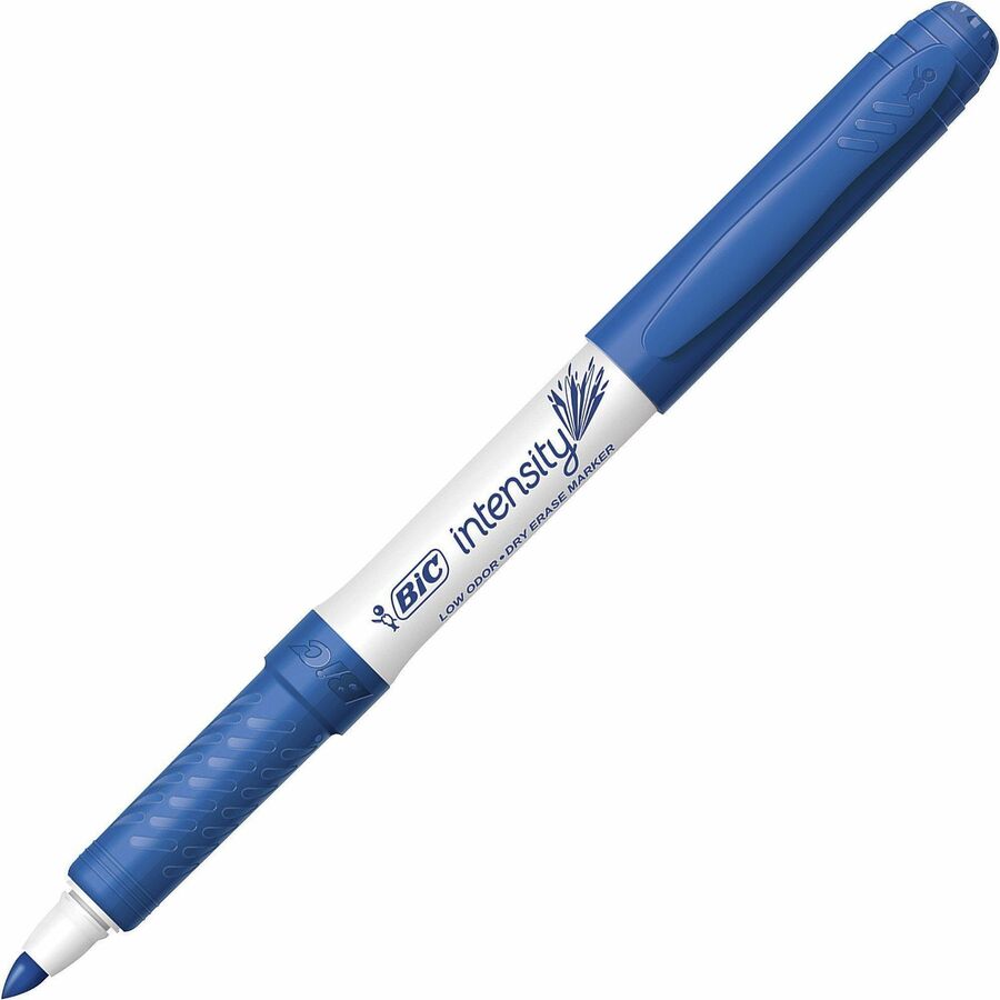 Image of BIC® Intensity Low Odor Fine Point Dry Erase Marker, Fine Bullet Tip, Blue, Dozen