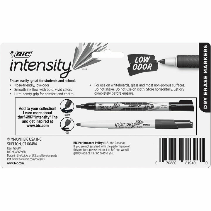 Image of BIC GDEP41-AST Intensity Dry Erase Marker, Assorted Ink, 4 / Pack