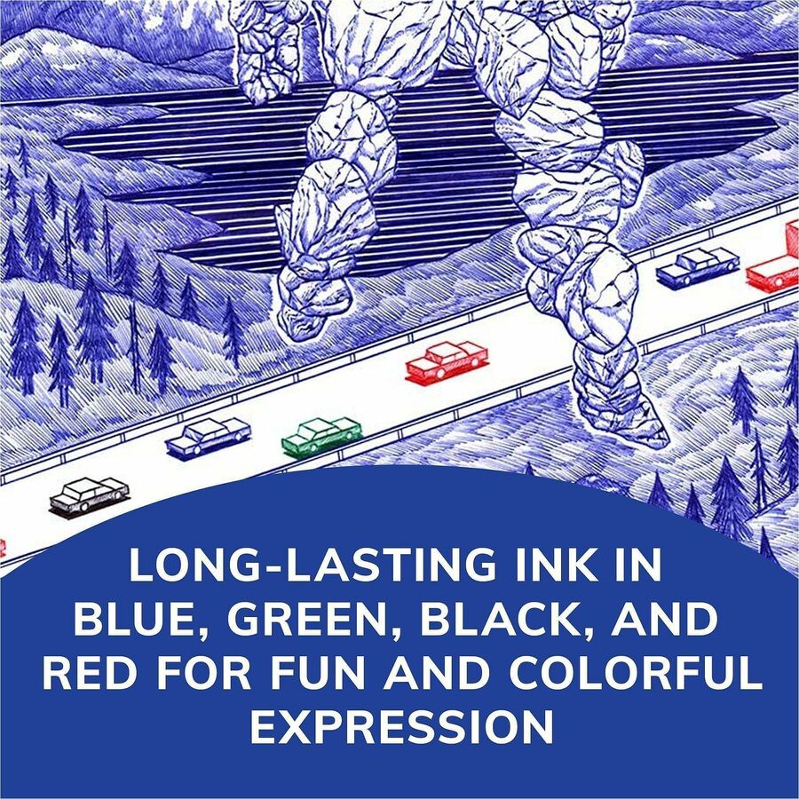 Image of BIC MM11 4-Color Retractable Pen, Medium Pen Point, Refillable, Retractable, Multi, Black, Red, Green Ink, Blue, White Barrel, 12 / Box