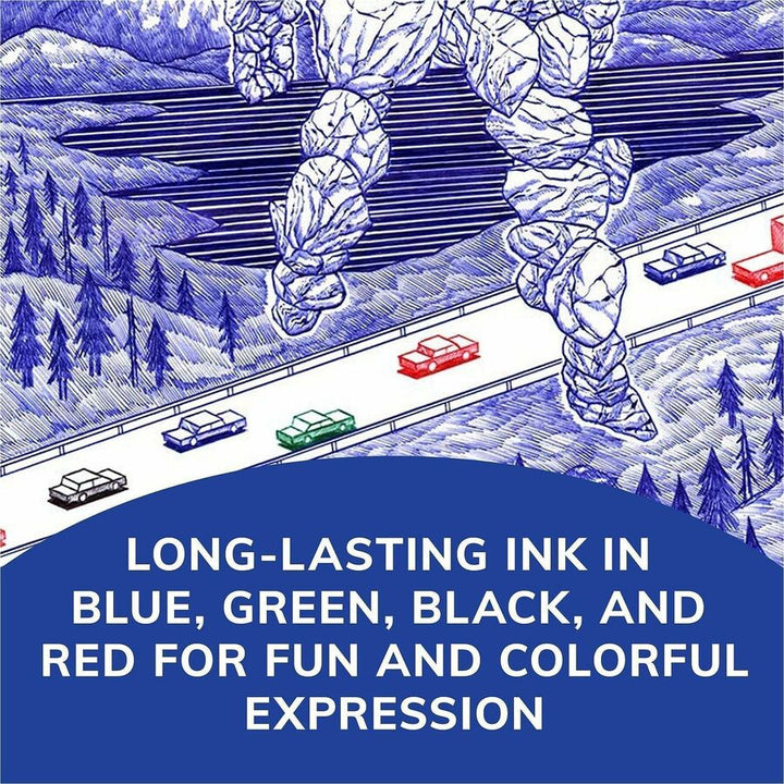 Image of BIC MM11 4-Color Retractable Pen, Medium Pen Point, Refillable, Retractable, Multi, Black, Red, Green Ink, Blue, White Barrel, 12 / Box