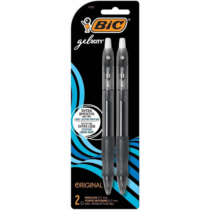 Image of BIC® Gel Pen, Retractable, 0.7mm Point, 2/PK, Black