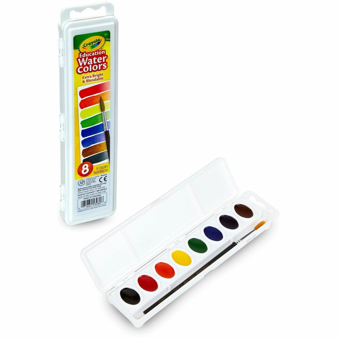 Image of Crayola 53-0080 Educational Water Colors Oval Pans, 8 Color(s), Assorted, 3.80 oz, 8 / Set