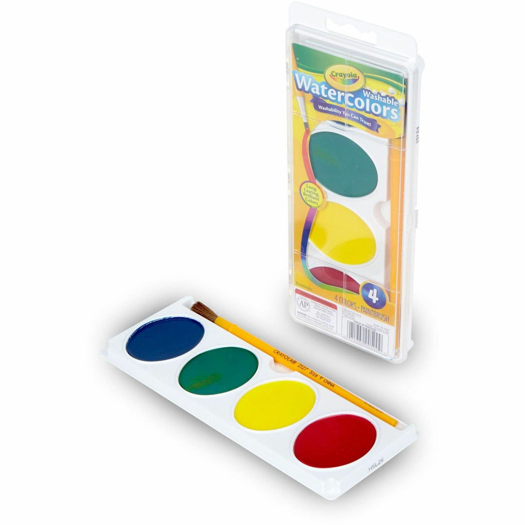 Image of Crayola® Watercolors,Washable,Plastic Handle Brush,Plastic Box,4/ST