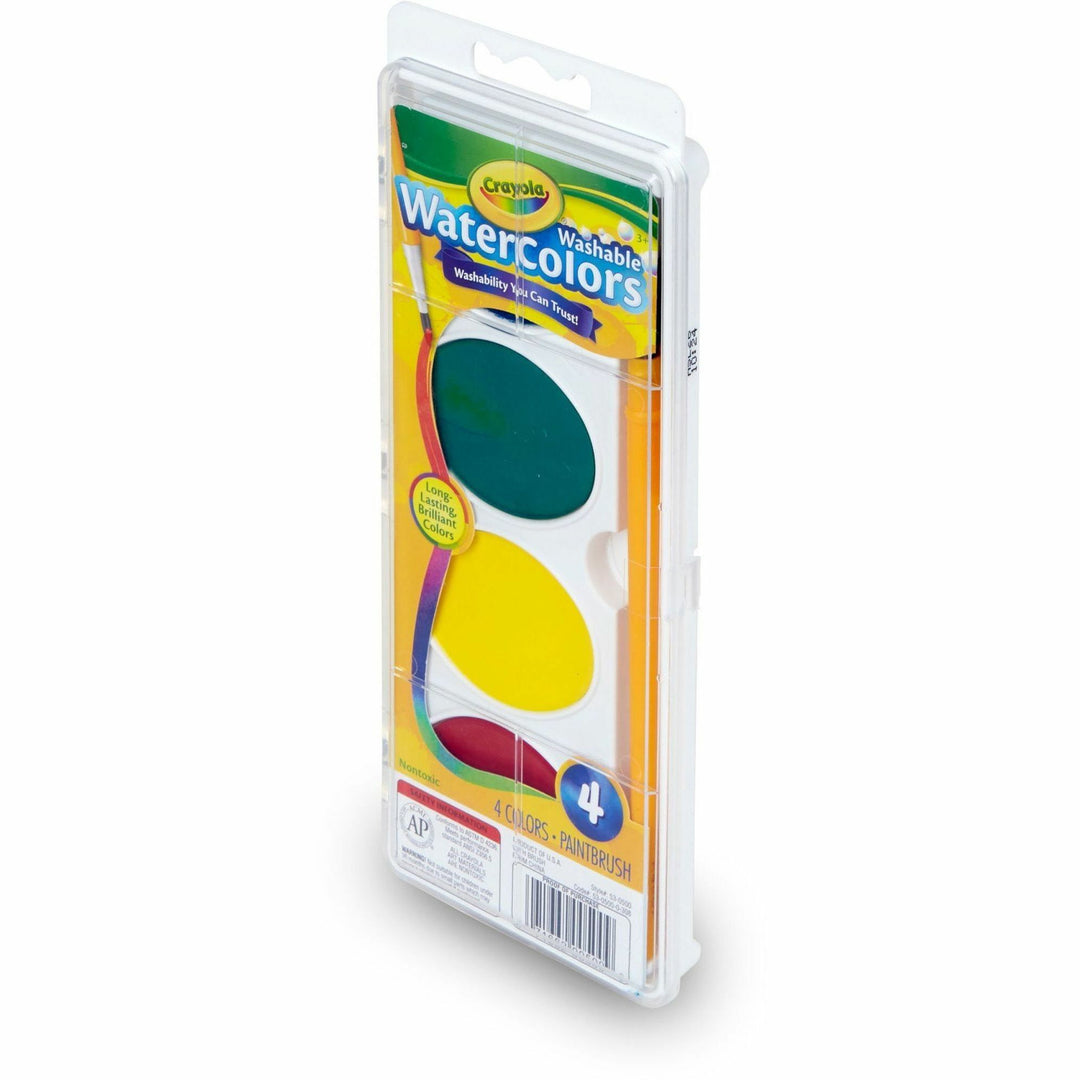 Image of Crayola® Watercolors,Washable,Plastic Handle Brush,Plastic Box,4/ST
