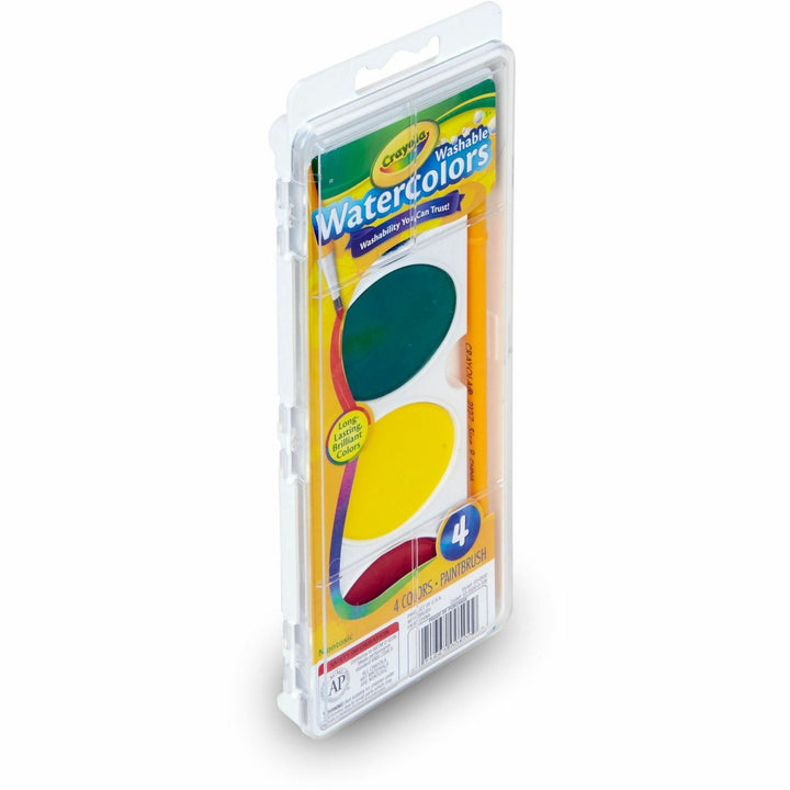 Image of Crayola® Watercolors,Washable,Plastic Handle Brush,Plastic Box,4/ST