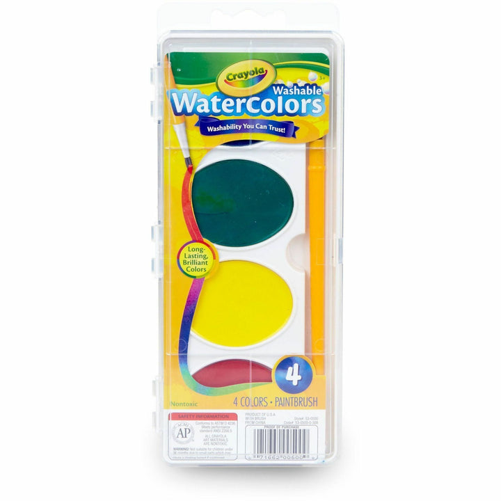 Image of Crayola® Watercolors,Washable,Plastic Handle Brush,Plastic Box,4/ST