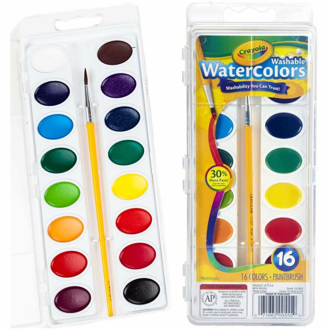 Image of Crayola 53-0555 Washable Watercolor Set, 16 Color(s), Assorted, 4.90 oz, Washable, 1 Set