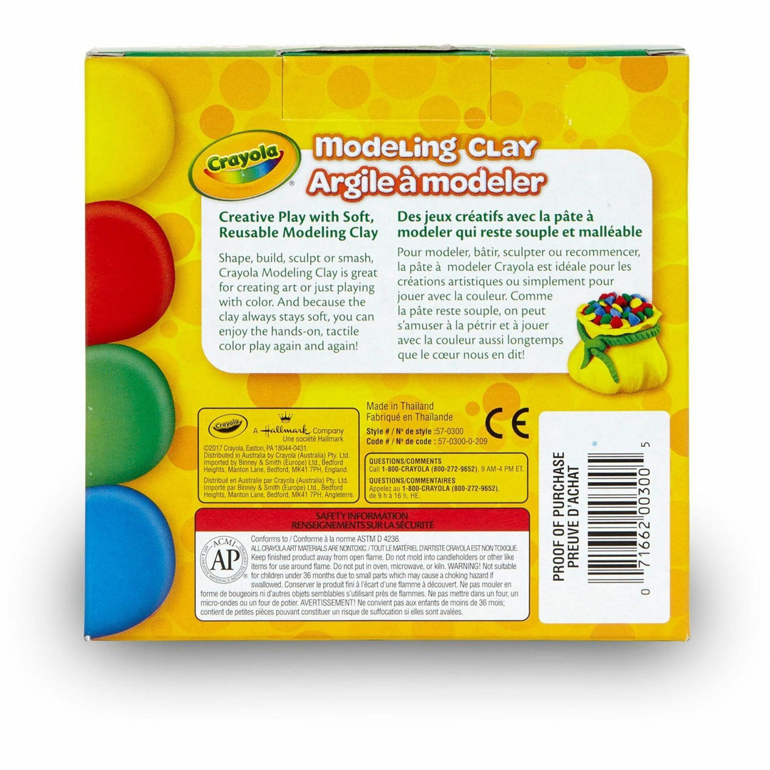 Image of Crayola 57-0300 Non-Drying Modeling Clay, Clay Craft, Red, Blue, Yellow, Green, 1 Box