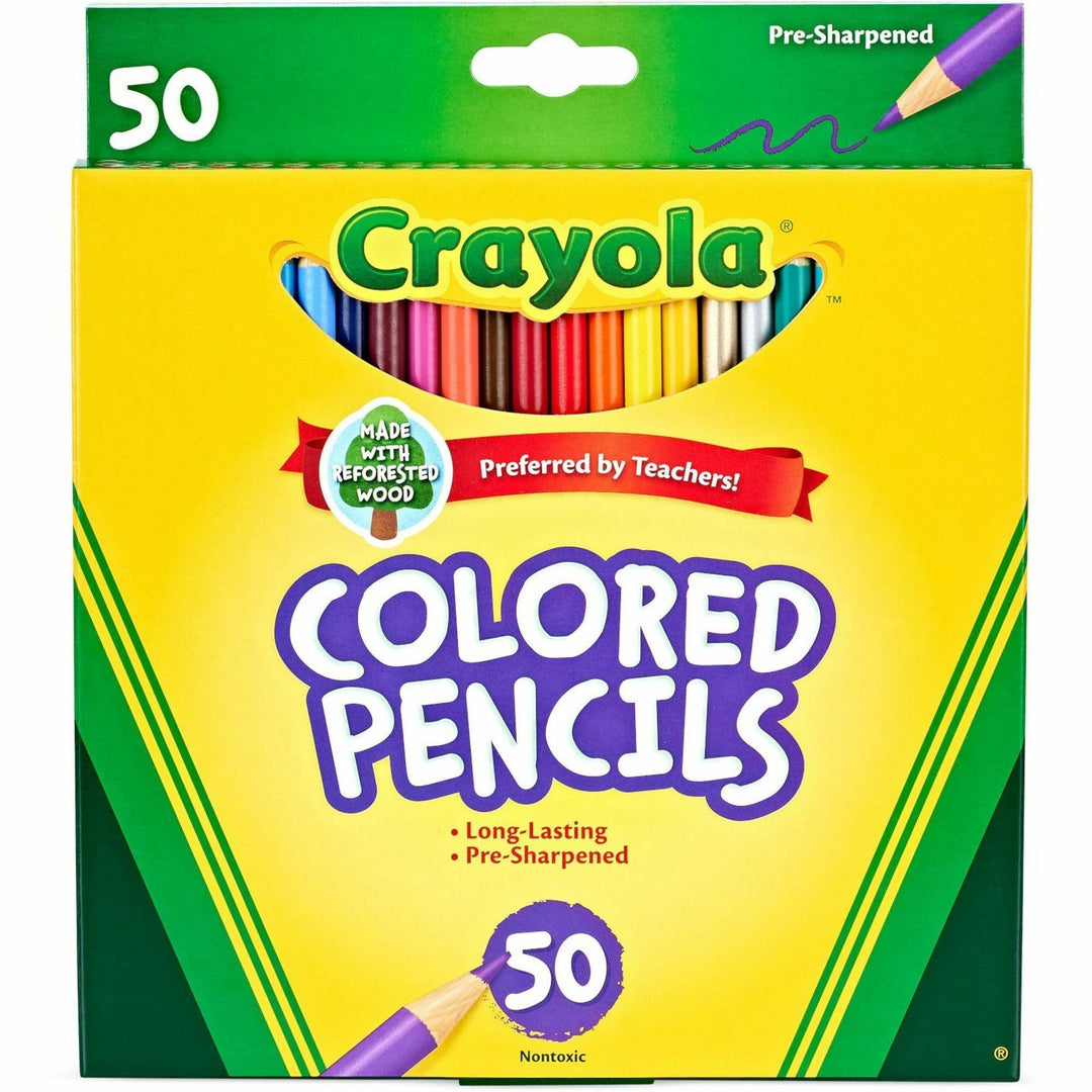 Image of Crayola 68-4050 Presharpened Colored Pencils, 3.3 mm Assorted Lead, Wood Barrel, 50 / Set