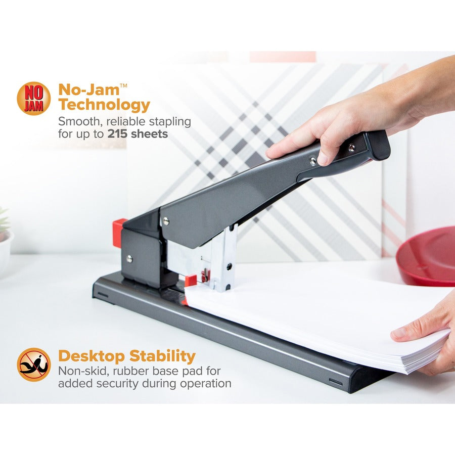 Image of Bostitch® Antimicrobial 215-Sheet Extra Heavy-Duty Stapler, 215-Sheet Capacity, Black