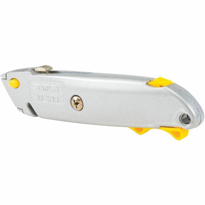 Image of Stanley® Quick-Change Utility Knife with Twine Cutter and (3) Retractable Blades, 6" Metal Handle, Gray