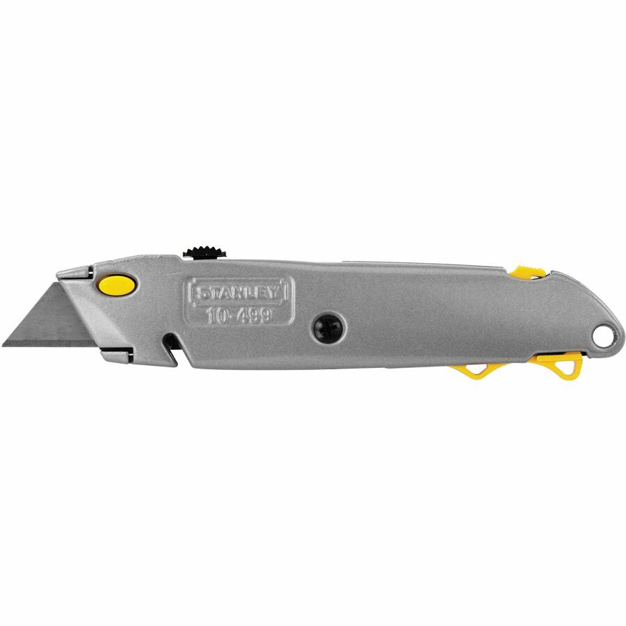 Image of Stanley® Quick-Change Utility Knife with Twine Cutter and (3) Retractable Blades, 6" Metal Handle, Gray