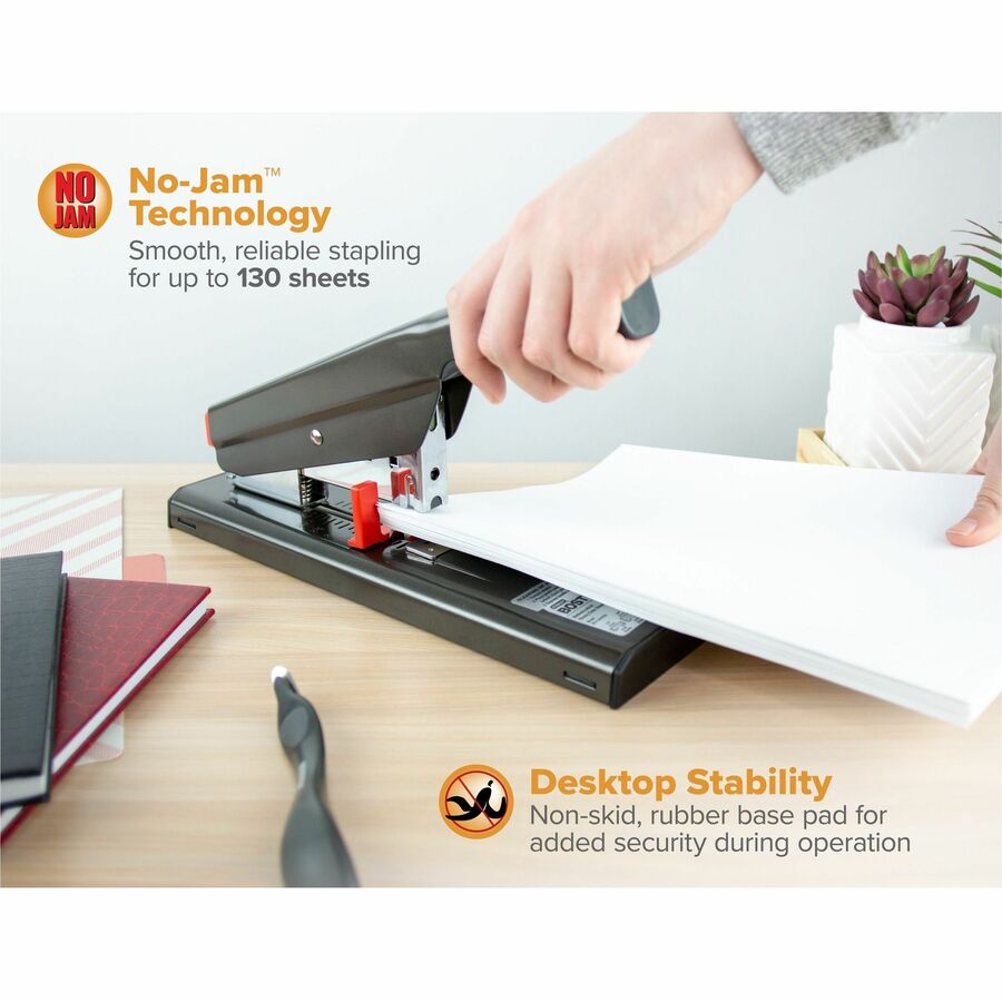 Image of Bostitch® Antimicrobial 130-Sheet Heavy-Duty Stapler, 130-Sheet Capacity, Black
