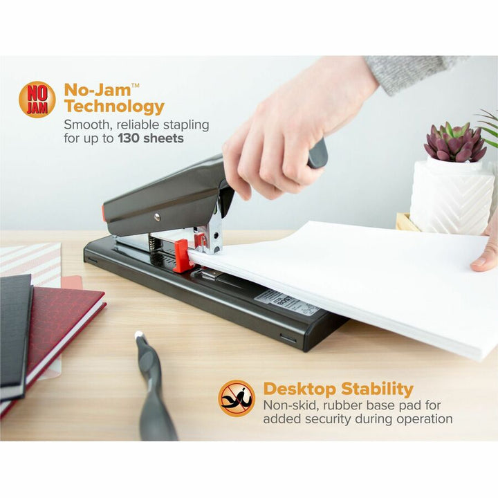 Image of Bostitch® Antimicrobial 130-Sheet Heavy-Duty Stapler, 130-Sheet Capacity, Black