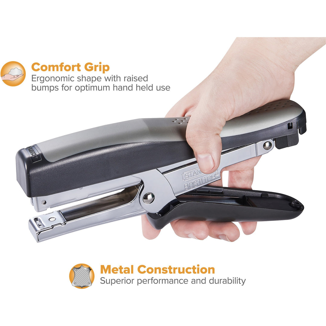 Image of Bostitch® Standard Plier Stapler, 20-Sheet Capacity, 0.25" Staples, 2.5" Throat, Black/gray