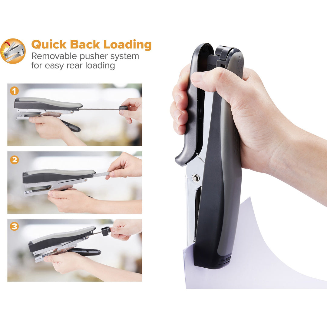 Image of Bostitch® Standard Plier Stapler, 20-Sheet Capacity, 0.25" Staples, 2.5" Throat, Black/gray