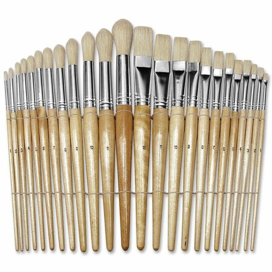 Image of Creativity Street 5172 Preschool Brush Set, Wood Handle, Nickel Plated Ferrule, 24 / Set