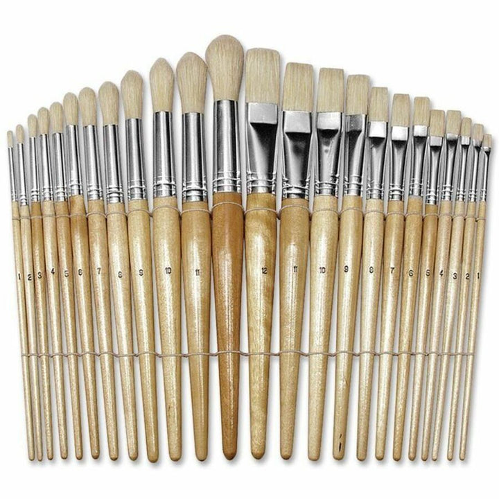 Image of Creativity Street 5172 Preschool Brush Set, Wood Handle, Nickel Plated Ferrule, 24 / Set