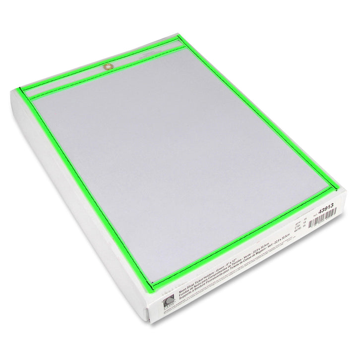 Image of C-Line® Shop Ticket Holder, 9"x12", Metal Eyelet, Neon Green