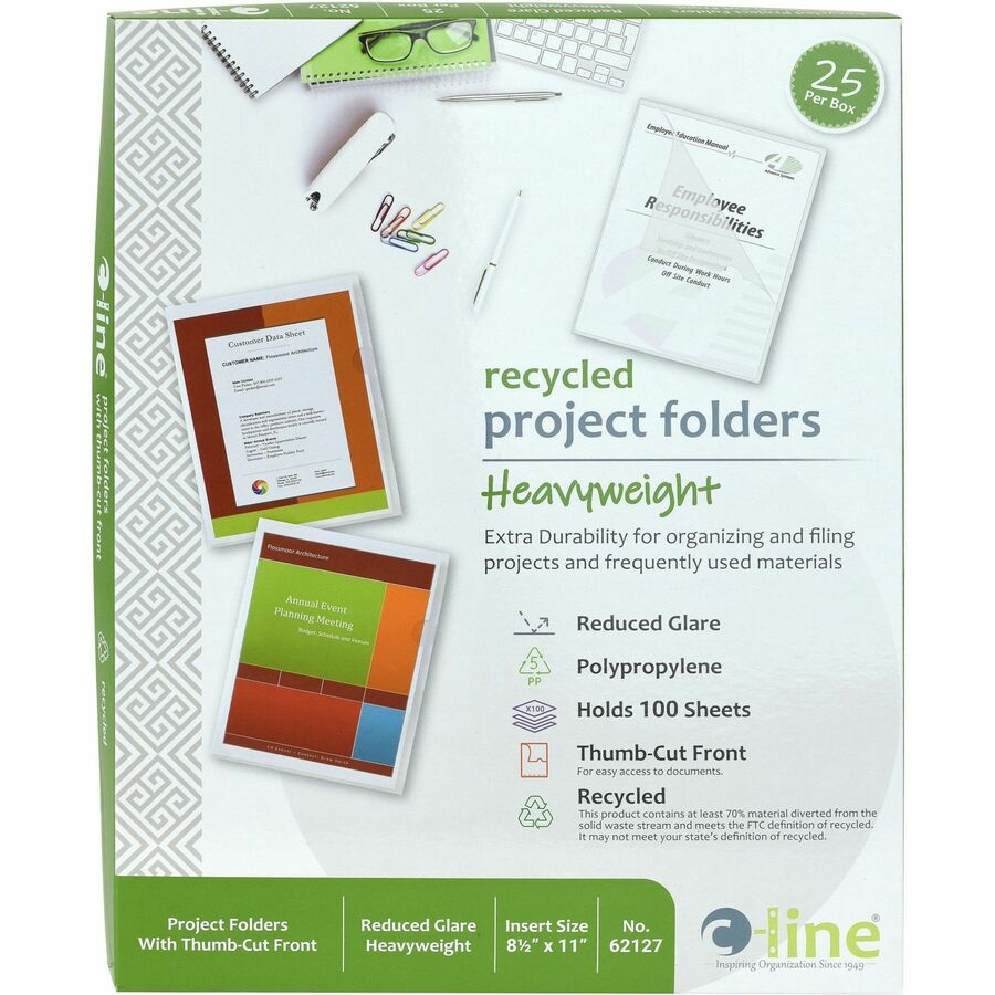 Image of C-Line® Poly Project Folders, Letter Size, Clear, 25/box