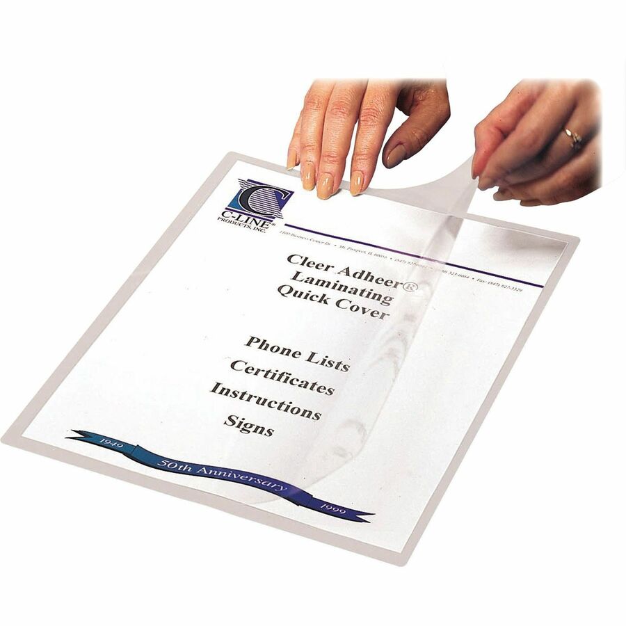 Image of C-Line® Quick Cover Laminating Pockets, 12 Mil, 9.13" X 11.5", Gloss Clear, 25/box