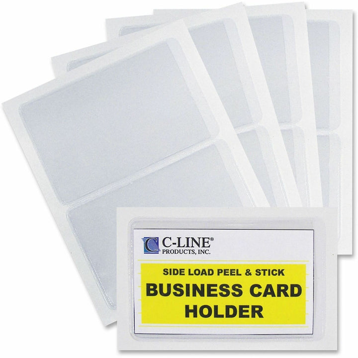 Image of C-Line® Self-Adhesive Business Card Holders, Side Load, 2 x 3.5, Clear, 10/Pack
