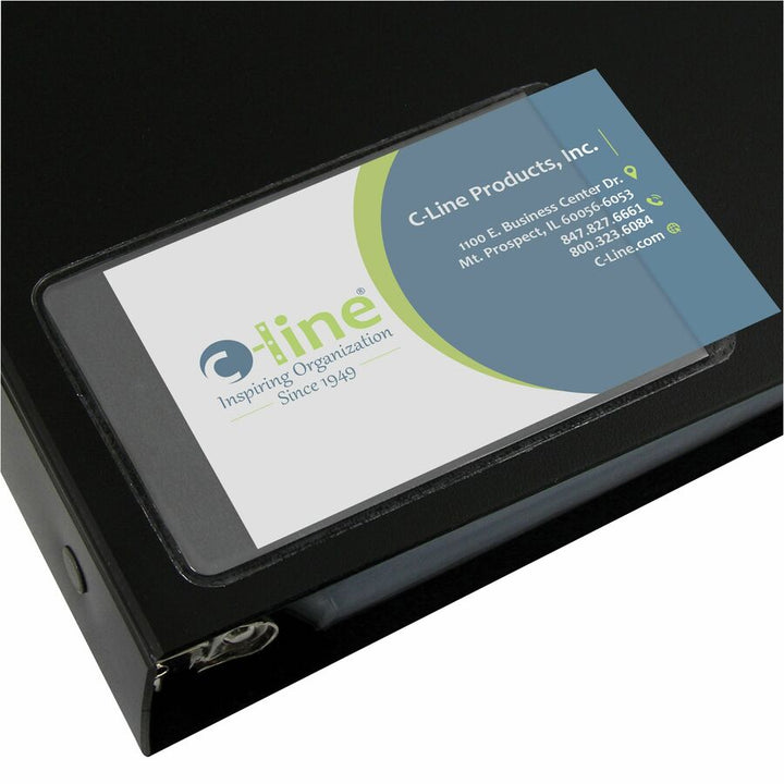 Image of C-Line® Self-Adhesive Business Card Holders, Side Load, 2 x 3.5, Clear, 10/Pack