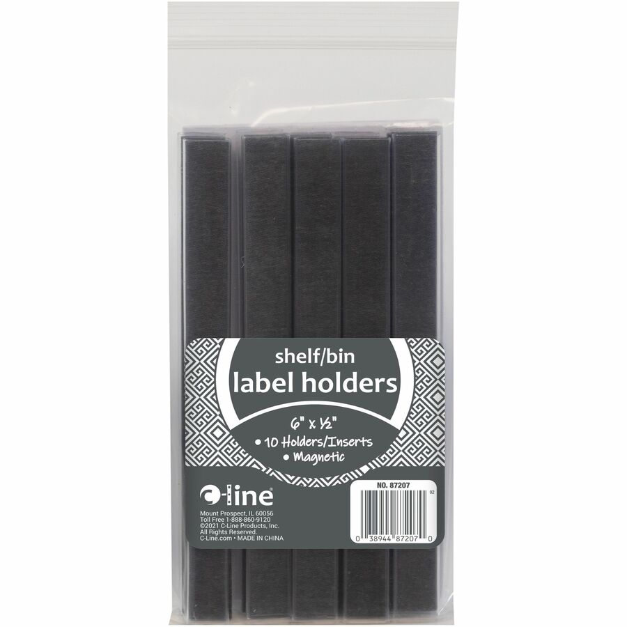 Image of C-Line® HOL-DEX Magnetic Shelf/Bin Label Holders, Side Load, 0.5 x 6, Clear, 10/Box