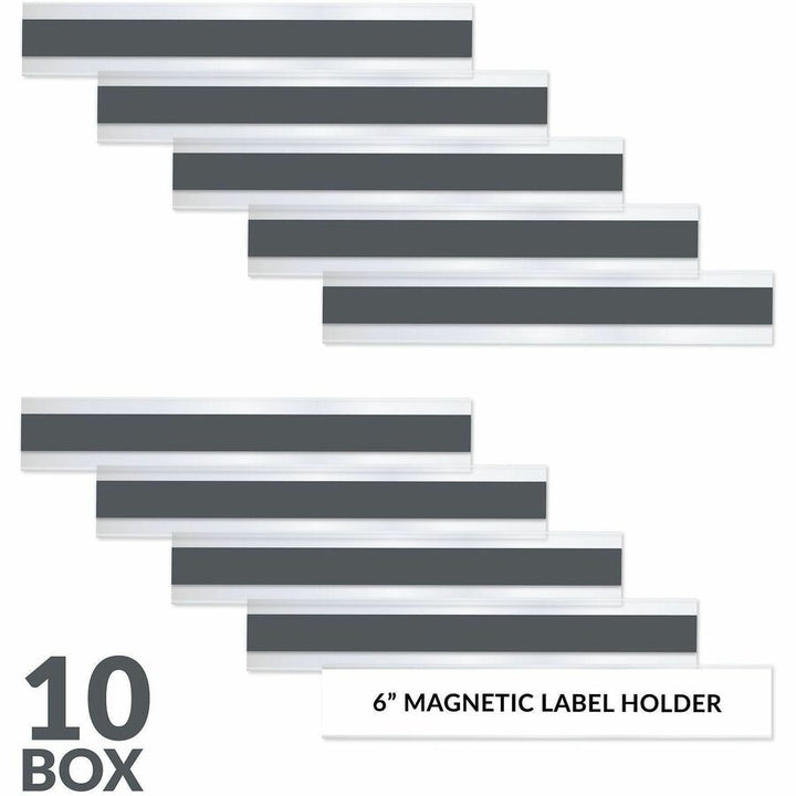 Image of C-Line 87227 Magnetic Shelf/Bin Label Holders, 1" W x 6" Length, Plastic, Clear, 10 / Pack