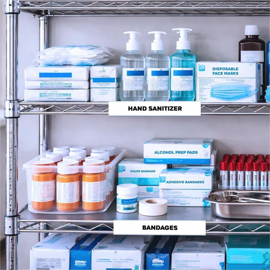 Image of C-Line 87227 Magnetic Shelf/Bin Label Holders, 1" W x 6" Length, Plastic, Clear, 10 / Pack