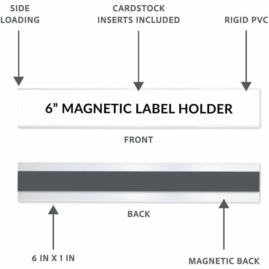 Image of C-Line 87227 Magnetic Shelf/Bin Label Holders, 1" W x 6" Length, Plastic, Clear, 10 / Pack