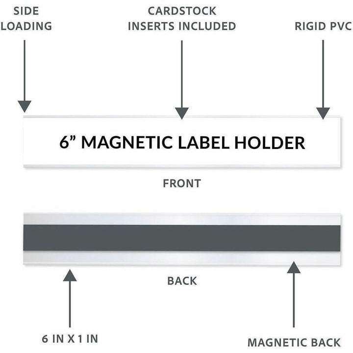 Image of C-Line 87227 Magnetic Shelf/Bin Label Holders, 1" W x 6" Length, Plastic, Clear, 10 / Pack