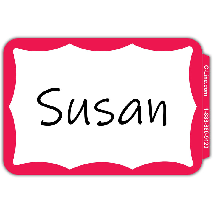 Image of C-Line® Name Badges, 3-1/2"x2-1/4", 100/BX, Red Border