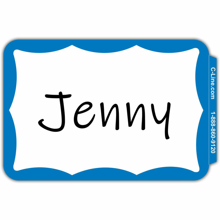 Image of C-Line® Name Badges, 3-1/2"x2-1/4", 100/BX, Blue Border