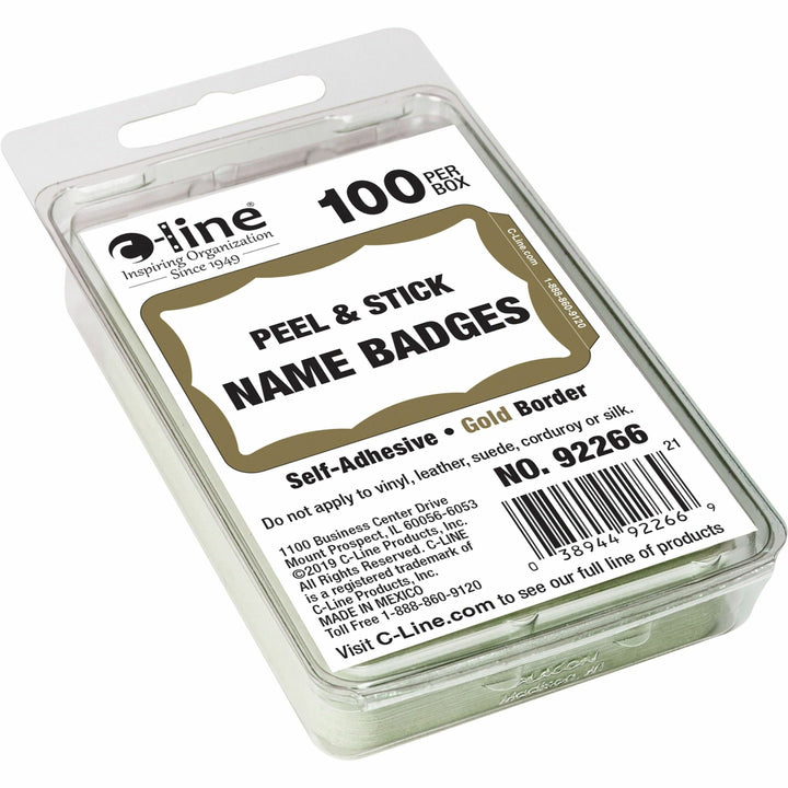 Image of C-Line® Self-Adhesive Name Badges, 3.5 X 2.25, Gold, 100/box