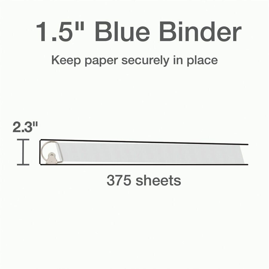 Image of Cardinal® Clearvue Binder, D-Ring,1-1/2" Capacity, 11"x8-1/2", Blue