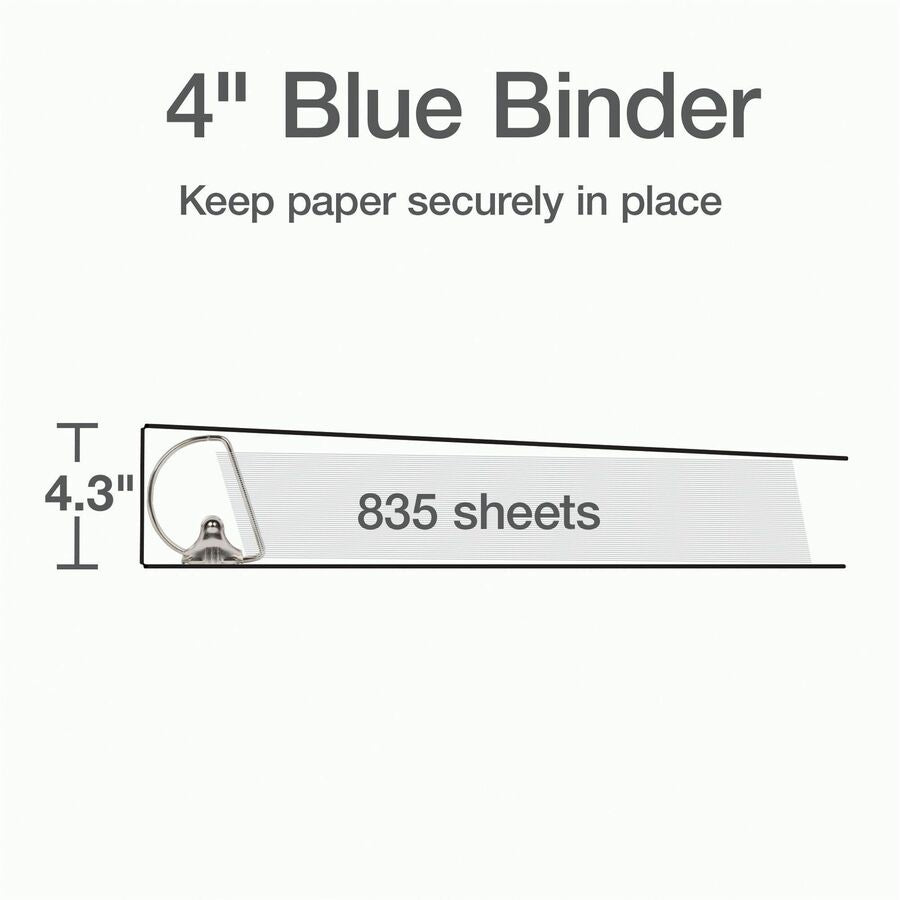 Image of Cardinal® Clearvue Binder, D-Ring,4" Capacity, 11"x8-1/2", Blue
