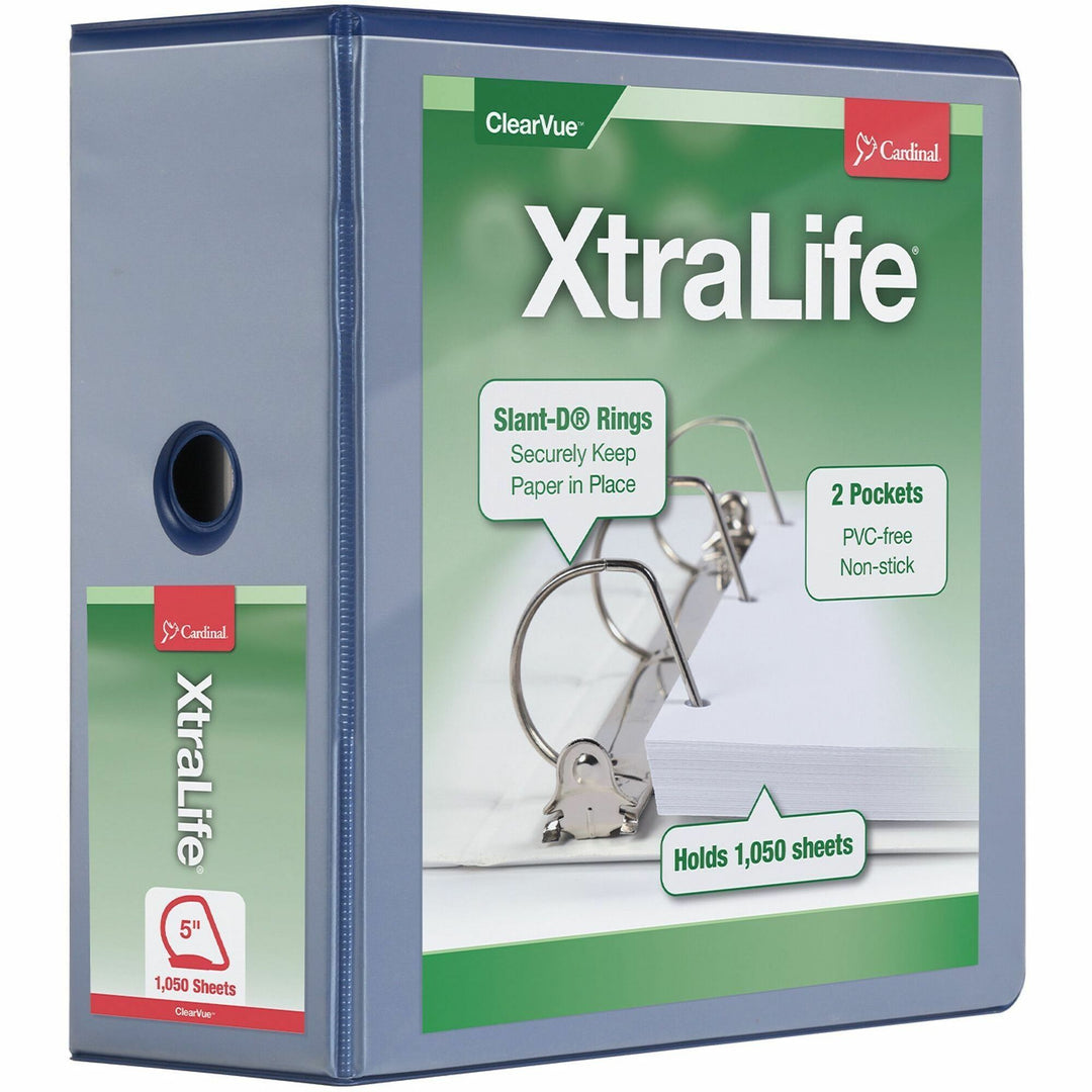 Image of Cardinal® Clearvue Binder, D-Ring, 5" Capacity, 11"x8-1/2", Blue