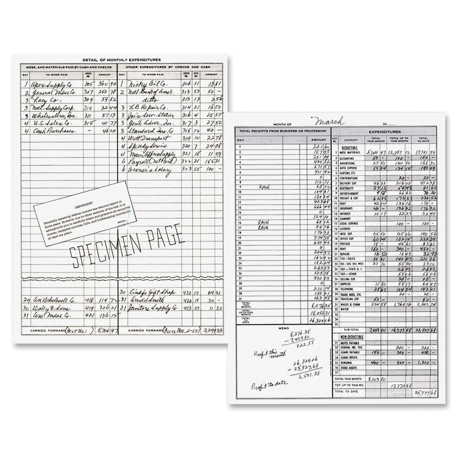 Image of Dome® Simplified Monthly Bookkeeping Record, 4 Column Format, Tan Cover, 11 X 8.5 Sheets, 128 Sheets/book