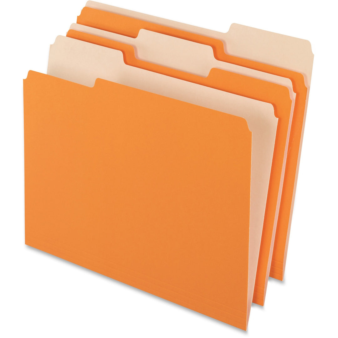 Image of Pendaflex® Colored File Folders, 1/3-Cut Tabs: Assorted, Letter Size, Orange/Light Orange, 100/Box