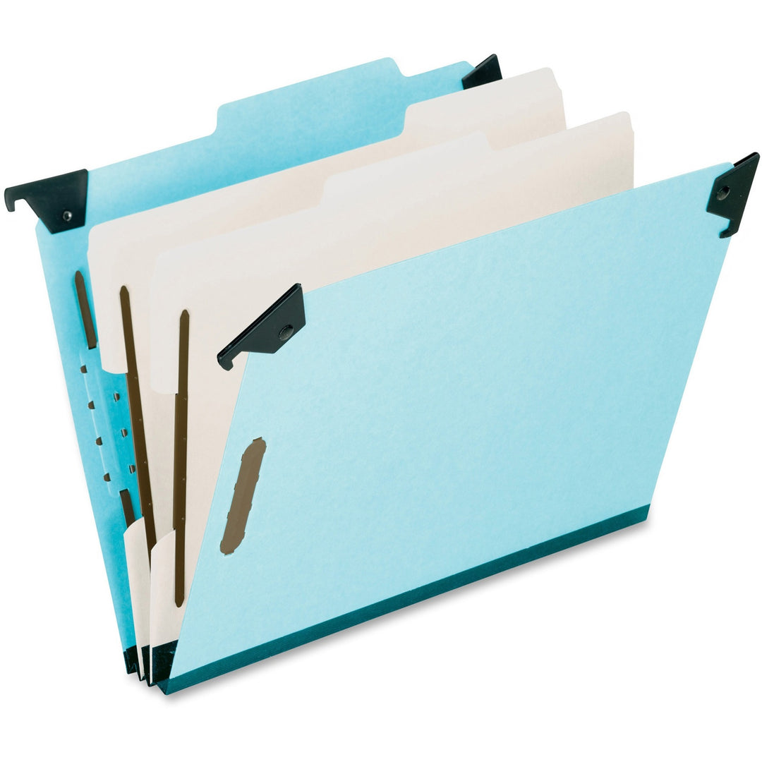 Image of Pendaflex® Hanging Classification Folders with Dividers, Letter Size, 2 Dividers, 2/5-Cut Exterior Tabs, Blue