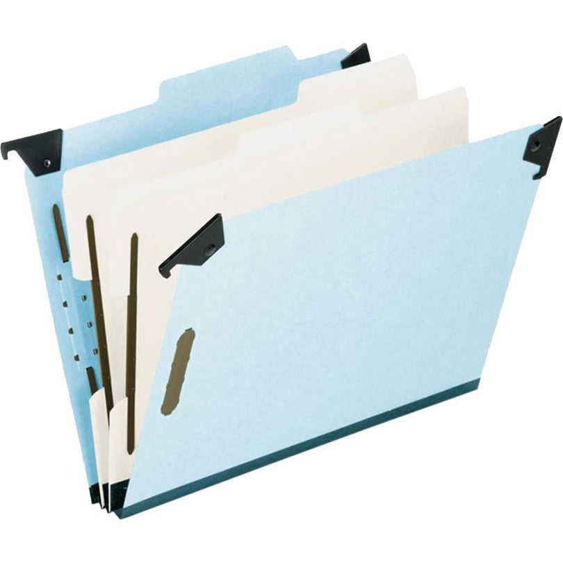 Image of Pendaflex® Hanging Classification Folders with Dividers, Letter Size, 2 Dividers, 2/5-Cut Exterior Tabs, Blue