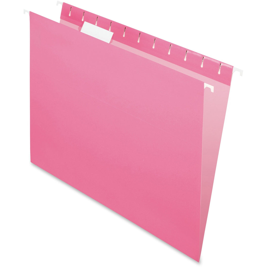 Image of Pendaflex® Colored Hanging Folders, Letter Size, 1/5-Cut Tabs, Pink, 25/Box