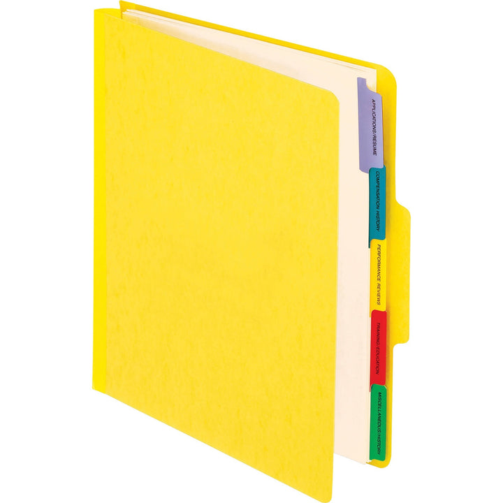 Image of Pendaflex® Vertical-Style Personnel Folders, 2" Expansion, 5 Dividers, 2 Fasteners, Letter Size, Yellow Exterior