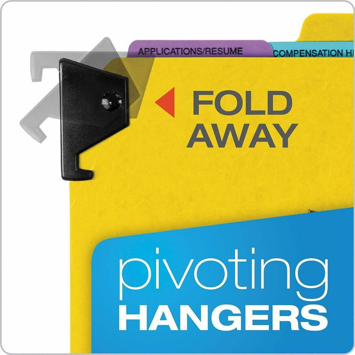 Image of Pendaflex® Hanging-Style Personnel Folders, 5 Dividers with 1/5-Cut Tabs, Letter Size, 1/3-Cut Exterior Tabs, Yellow