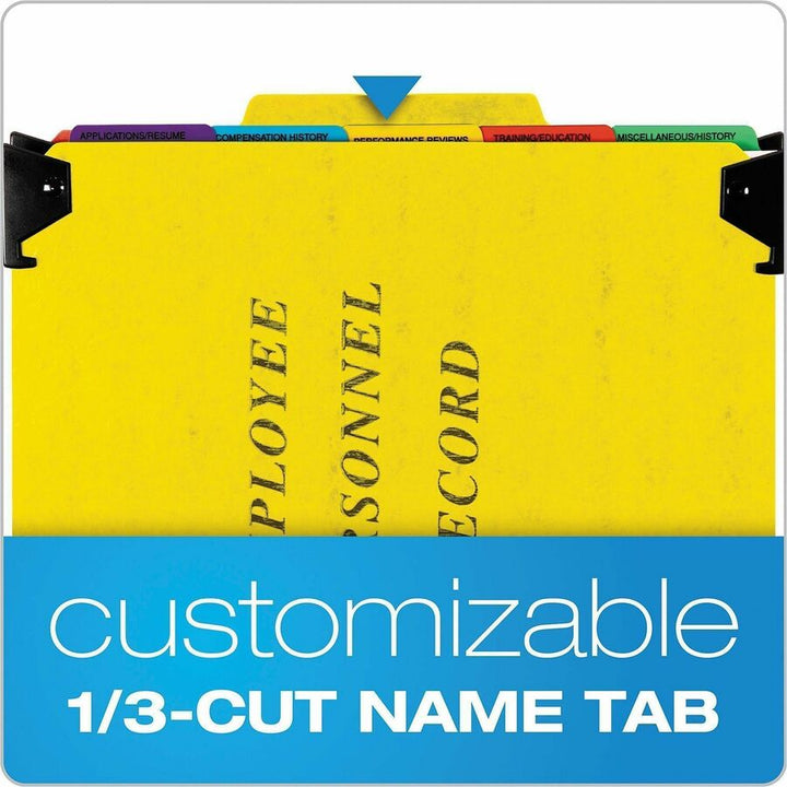 Image of Pendaflex® Hanging-Style Personnel Folders, 5 Dividers with 1/5-Cut Tabs, Letter Size, 1/3-Cut Exterior Tabs, Yellow