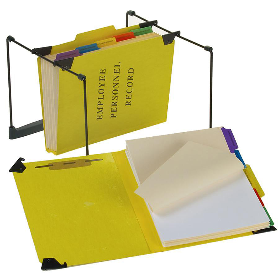 Image of Pendaflex® Hanging-Style Personnel Folders, 5 Dividers with 1/5-Cut Tabs, Letter Size, 1/3-Cut Exterior Tabs, Yellow