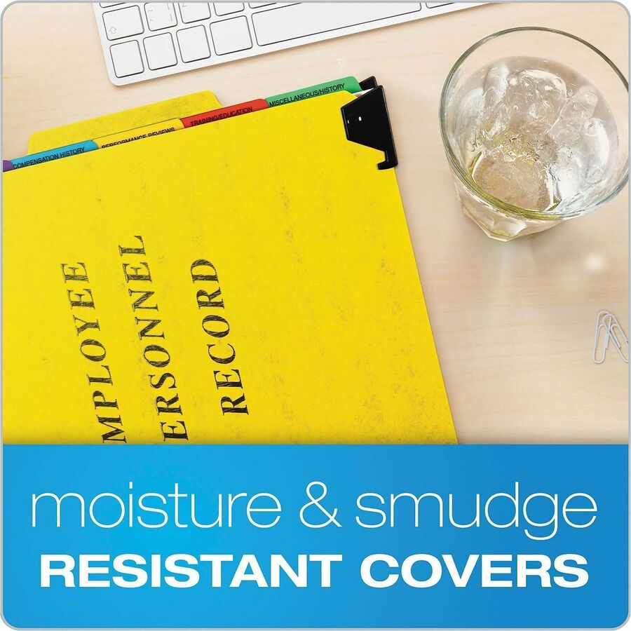 Image of Pendaflex® Hanging-Style Personnel Folders, 5 Dividers with 1/5-Cut Tabs, Letter Size, 1/3-Cut Exterior Tabs, Yellow