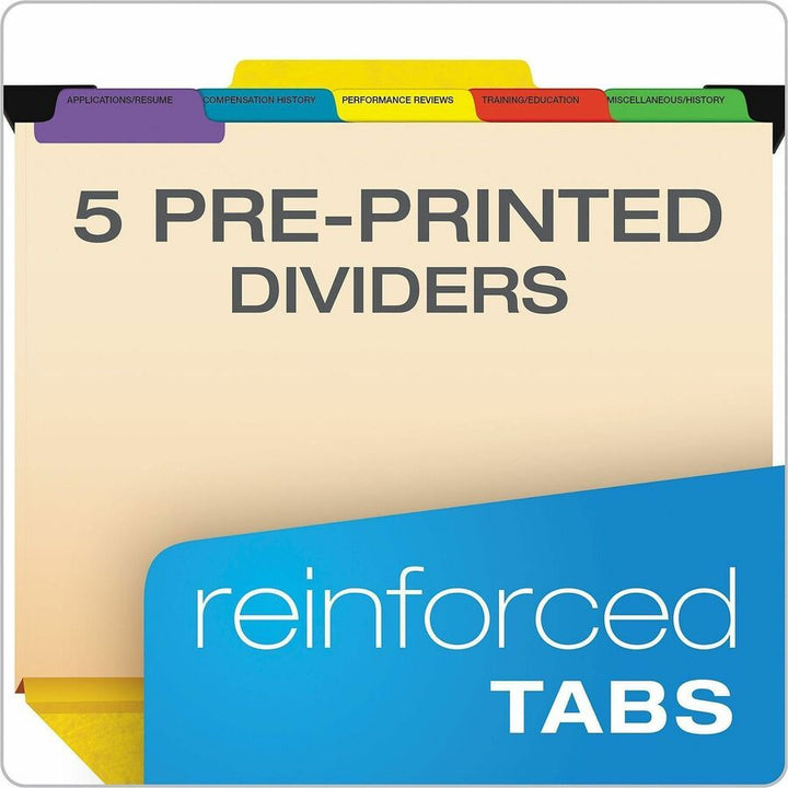 Image of Pendaflex® Hanging-Style Personnel Folders, 5 Dividers with 1/5-Cut Tabs, Letter Size, 1/3-Cut Exterior Tabs, Yellow