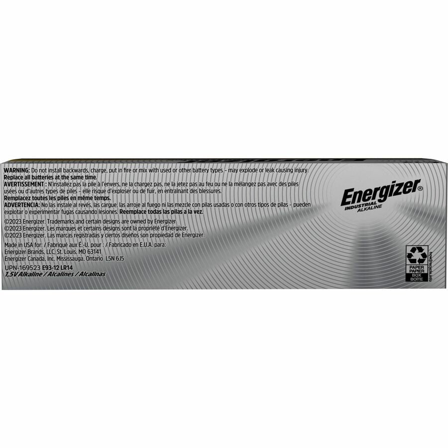 Image of Energizer® Industrial Alkaline C Batteries, 1.5 V, 12/box